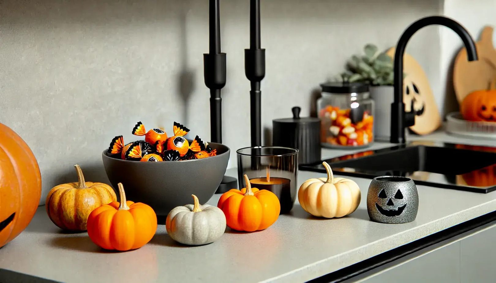 Halloween-Dekorationen für die Küchenarbeitsplatte