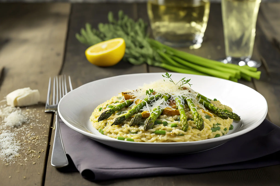 Grüner Spargel mit Hähnchenfilet